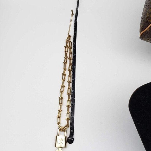 100% Auth Louis Vuitton Lock & Key with Unbranded Gold Plated Chain Necklace - Picture 8 of 11